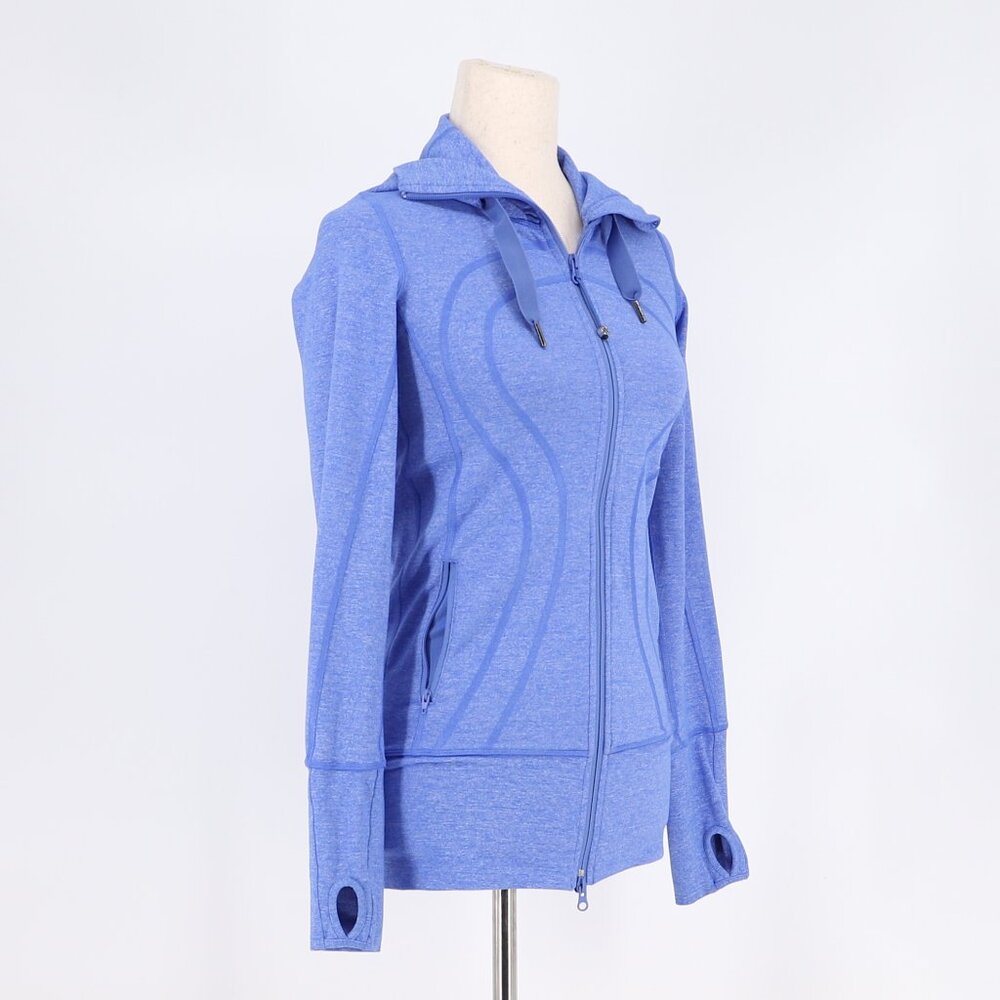 LULULEMON Stride Jacket in Heathered Rocksteady Blue Hooded High Collar Size 4 - Picture 4 of 12